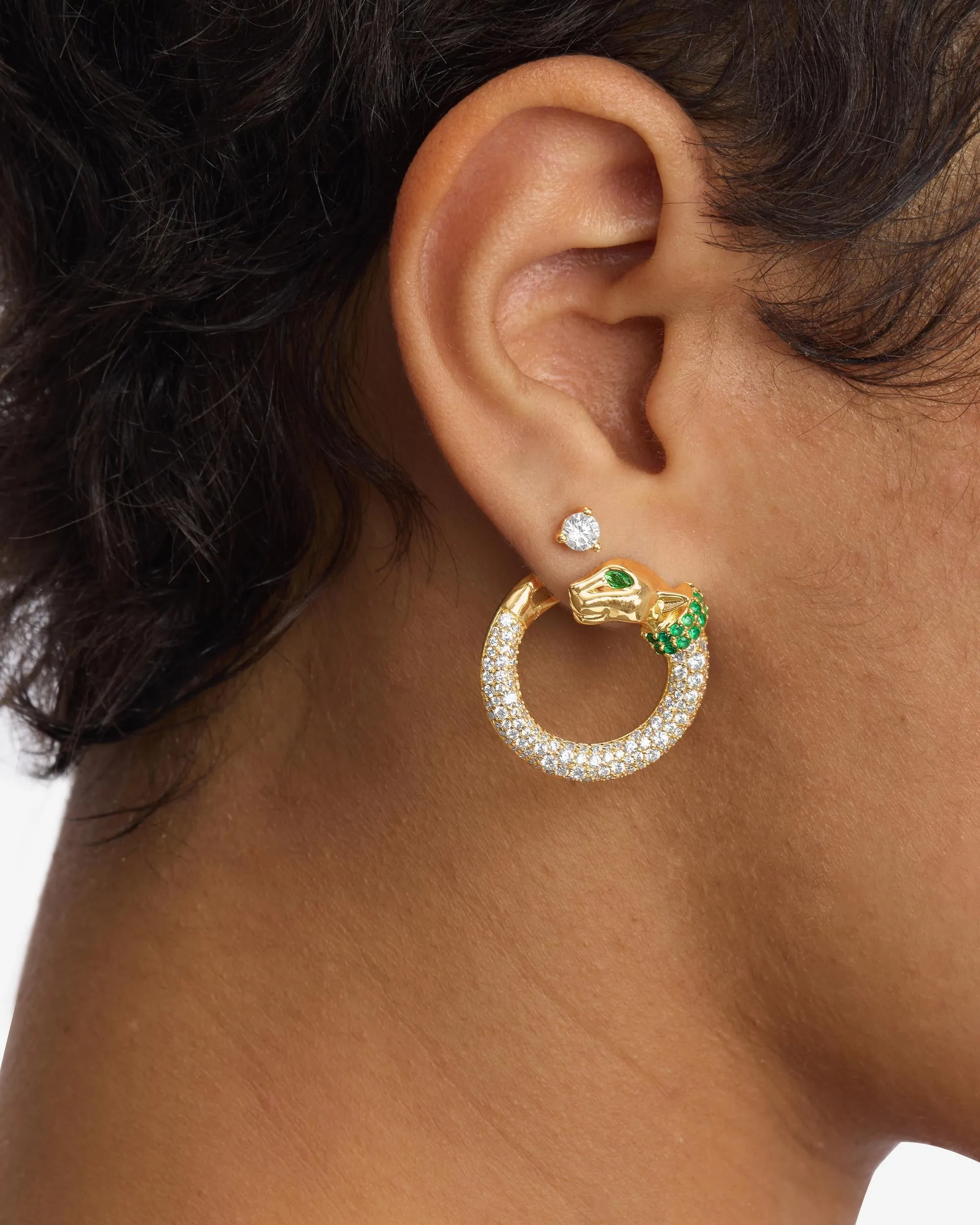 Jaguar Pavé Illusion Hoops - Gold|White Diamondettes sold by Melinda Maria product image thumbnail 2