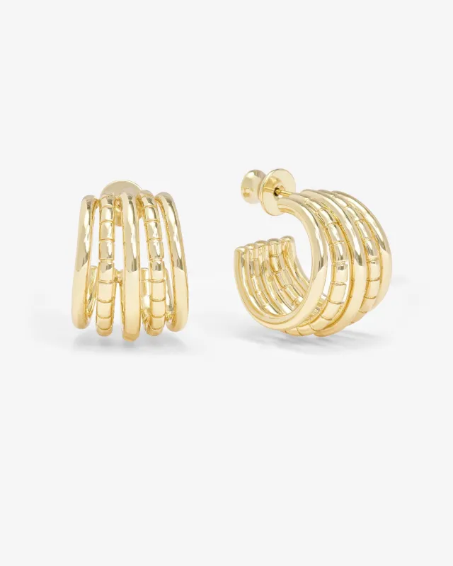 Talon 5 Row Hoops - Gold made by Melinda Maria