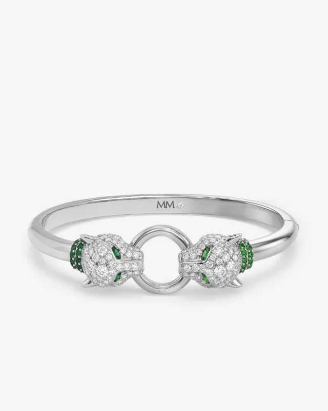 Jaguar Cuff Bracelet - Silver|White Diamondettes made by Melinda Maria