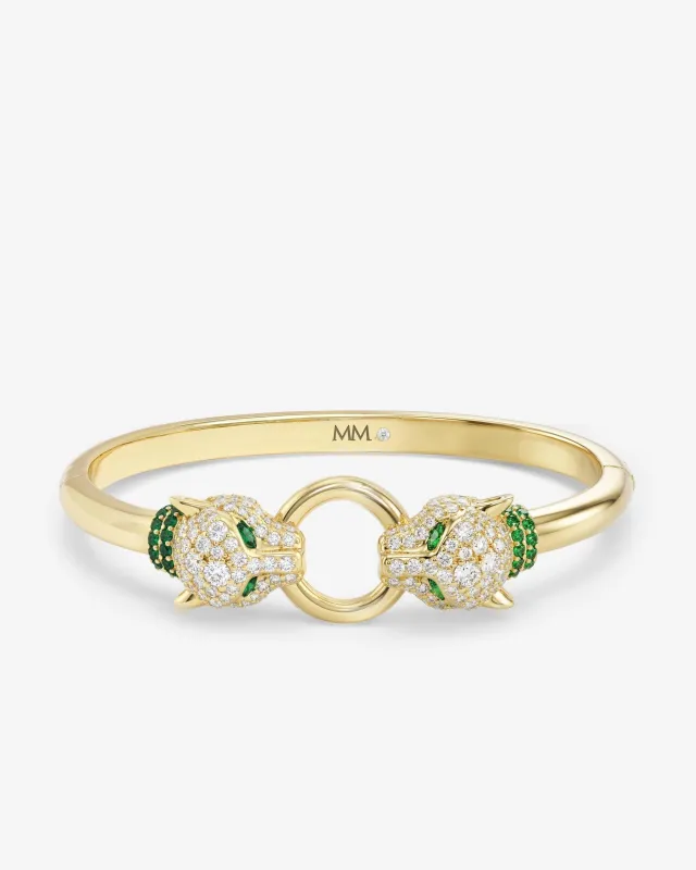Jaguar Cuff Bracelet - Gold|White Diamondettes made by Melinda Maria
