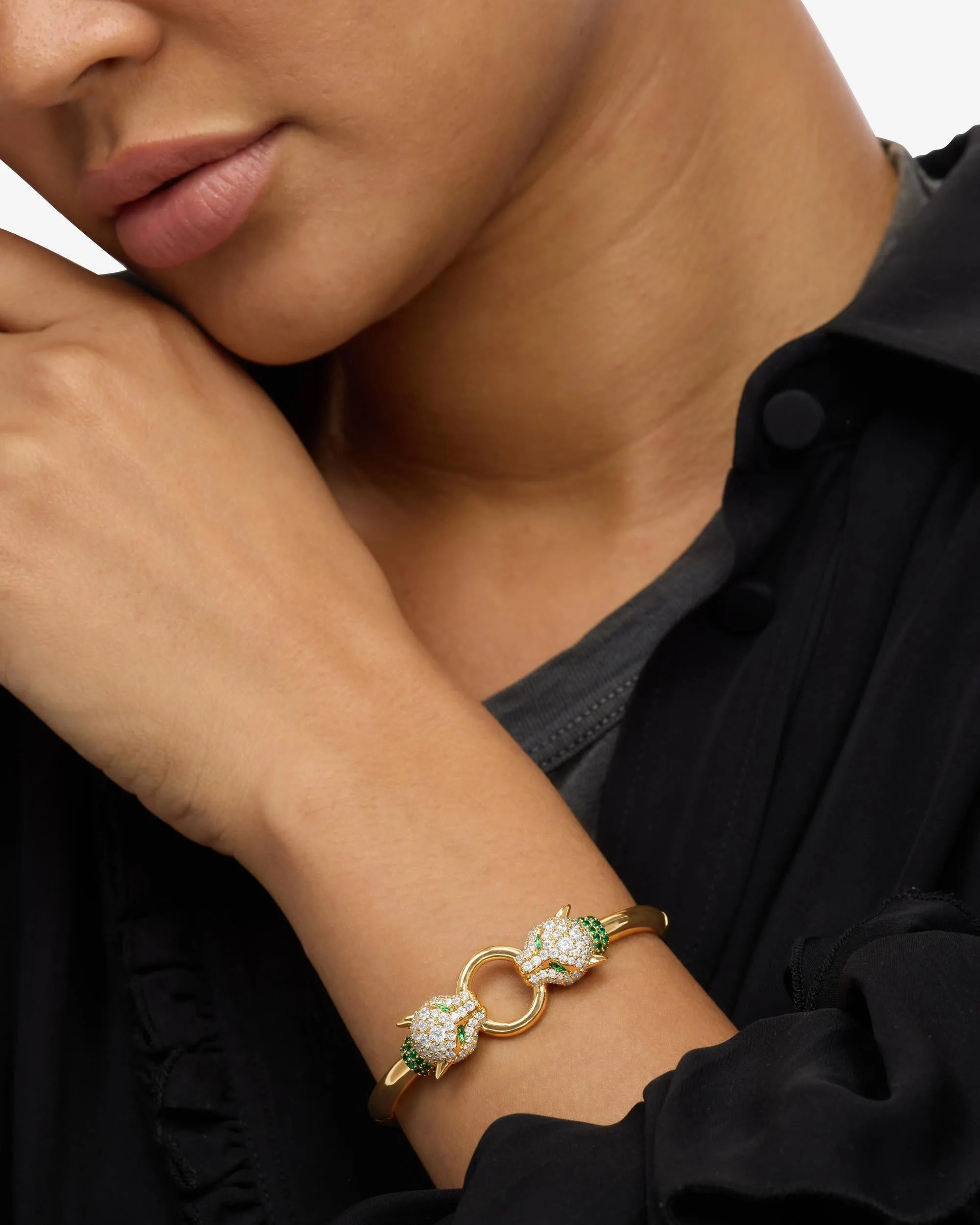 Jaguar Cuff Bracelet - Gold|White Diamondettes sold by Melinda Maria product image thumbnail 2