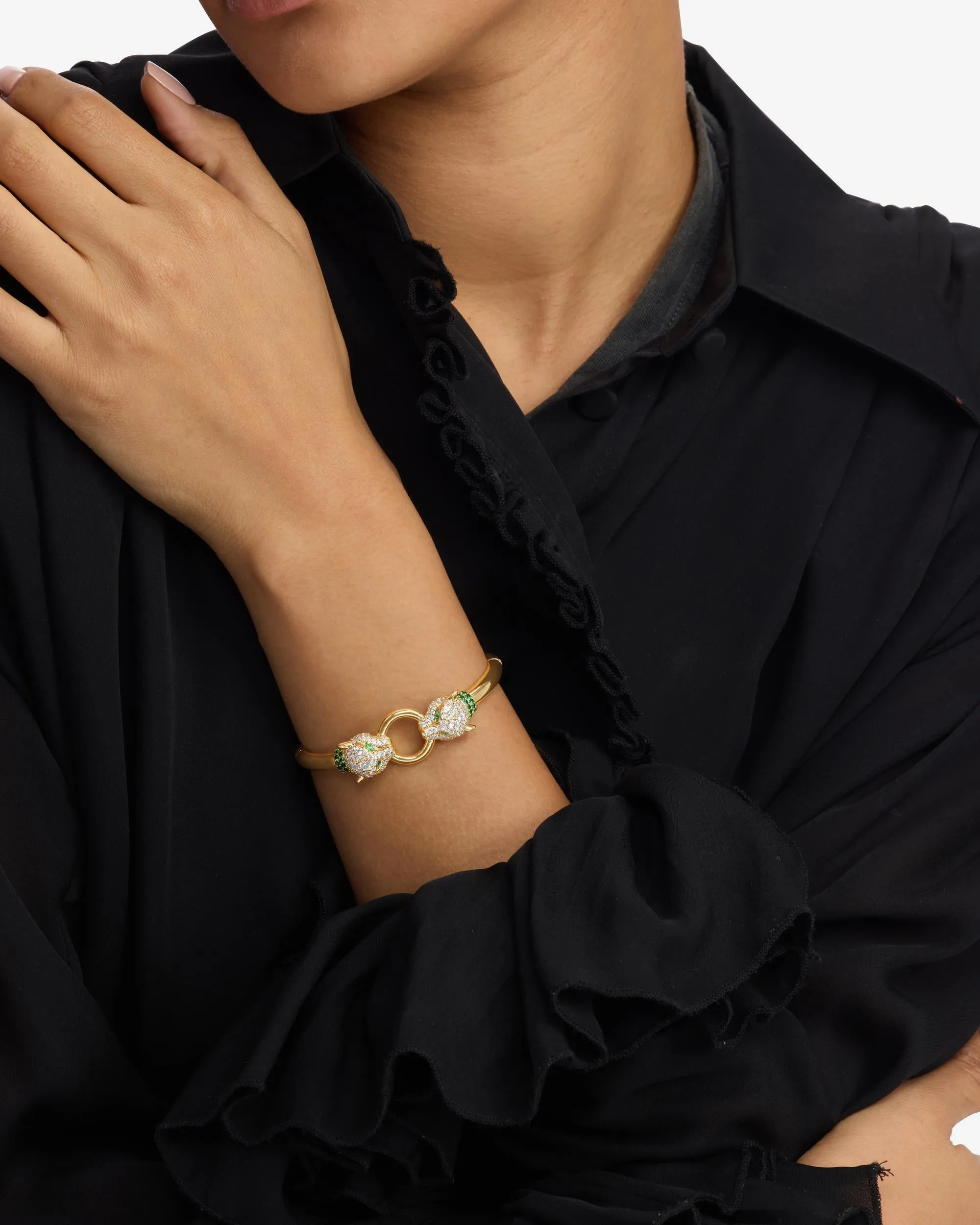 Jaguar Cuff Bracelet - Gold|White Diamondettes sold by Melinda Maria product image thumbnail 4