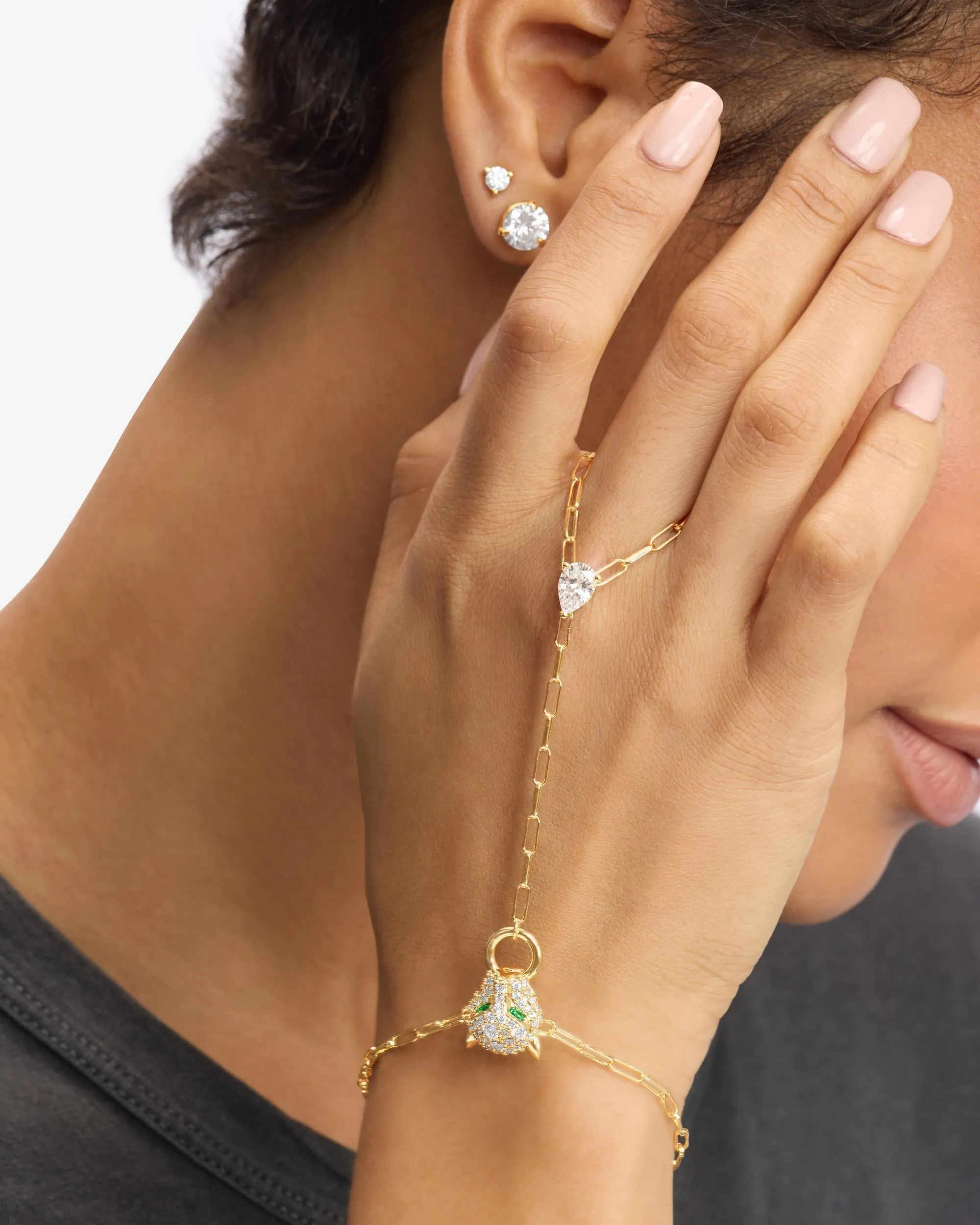 Jaguar Hand Chain - Gold|White Diamondettes sold by Melinda Maria product image thumbnail 4