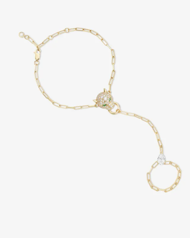 Jaguar Hand Chain - Gold|White Diamondettes made by Melinda Maria