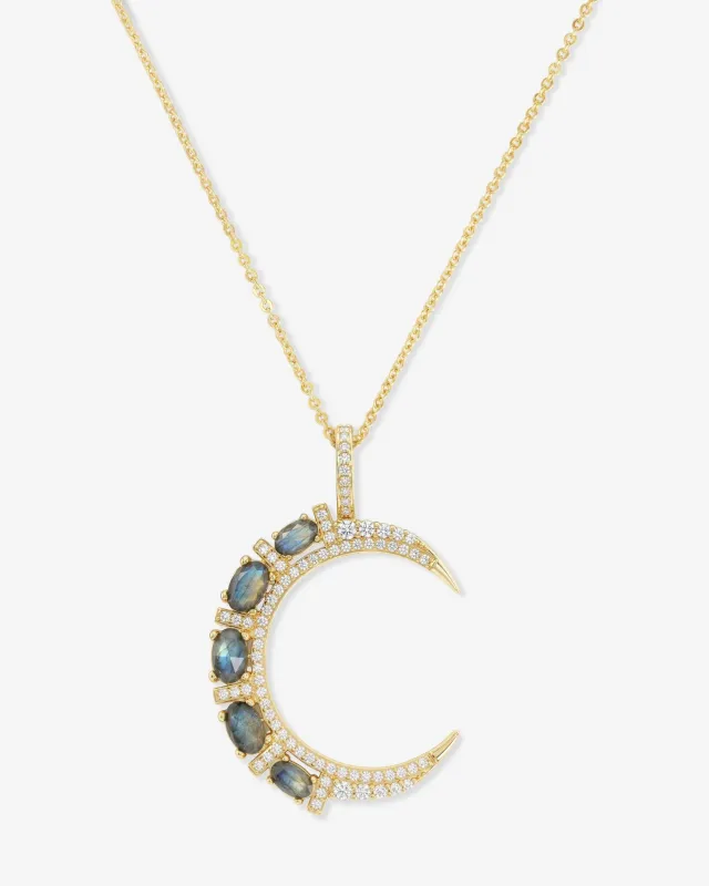 She's an Icon Moon Necklace - Gold|Labradorite made by Melinda Maria