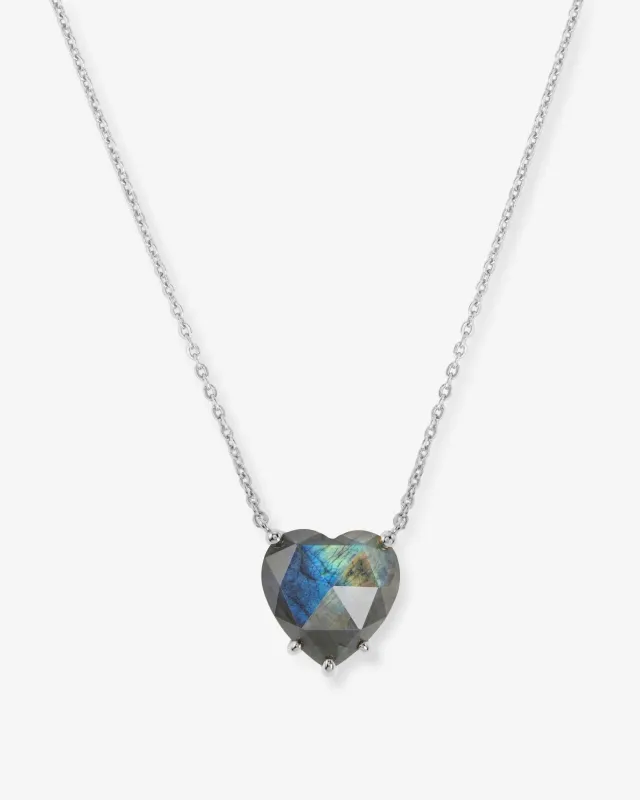 The Allison Heart Necklace - Silver|Labradorite made by Melinda Maria