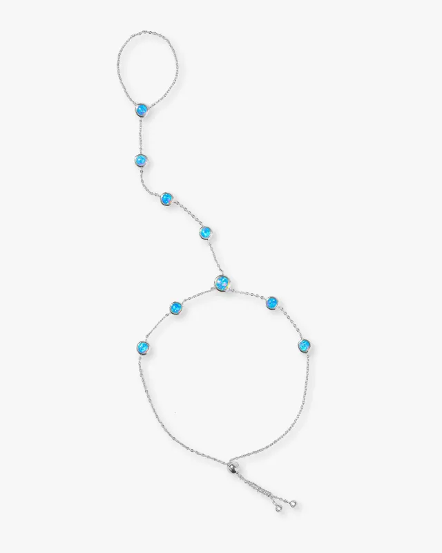Mojave Hand Chain - Silver|Blue Opal made by Melinda Maria
