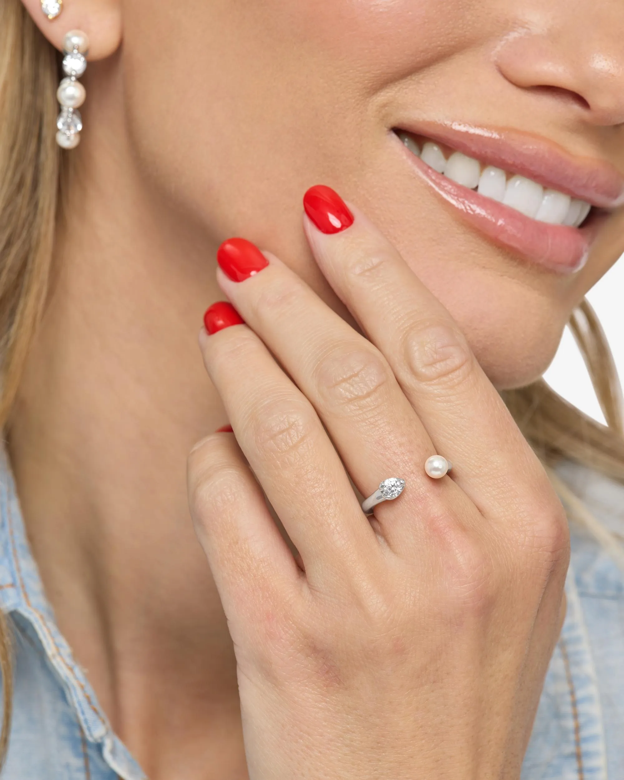 Perfect Pearl Open Ring - Silver sold by Melinda Maria product image thumbnail 2