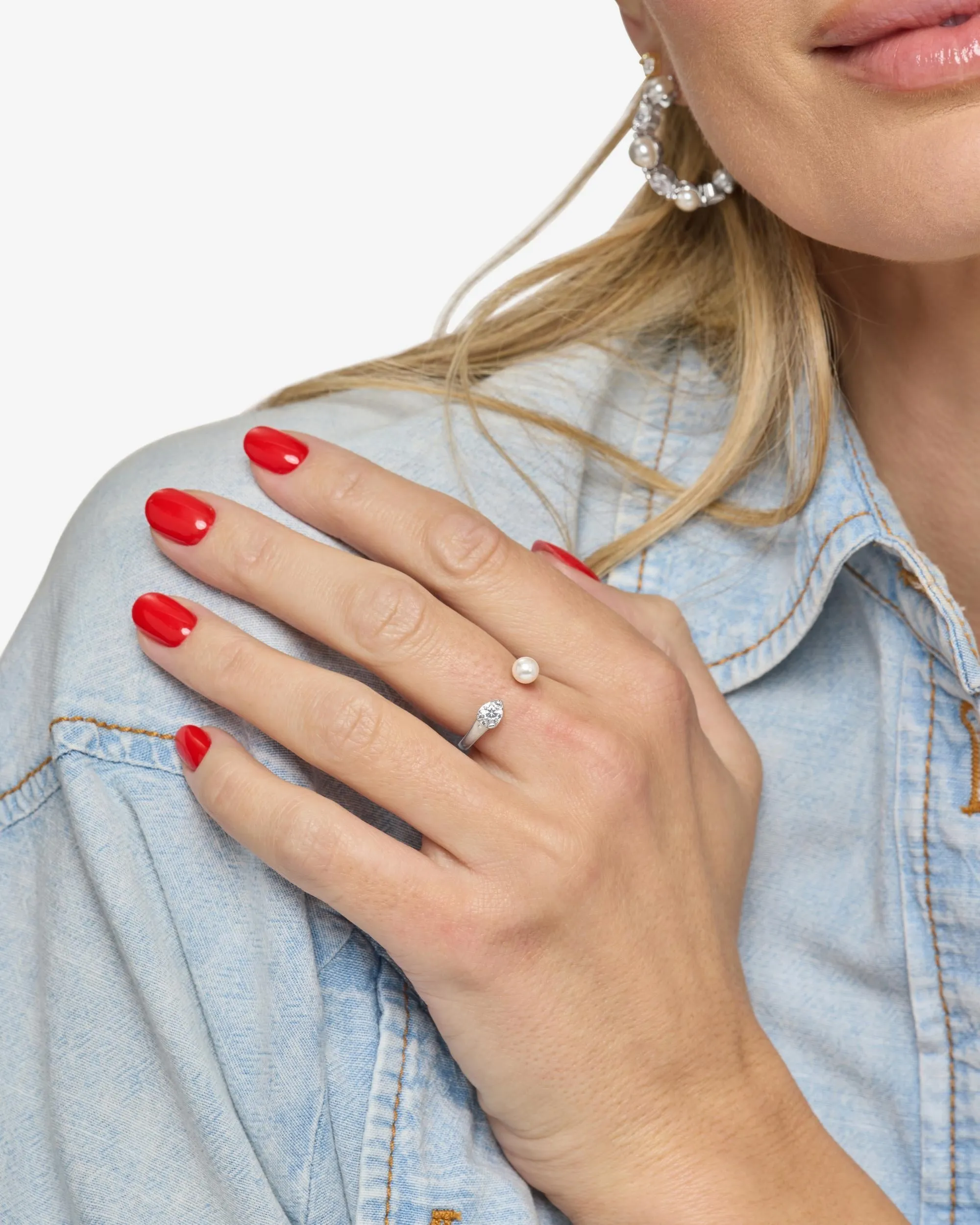 Perfect Pearl Open Ring - Silver sold by Melinda Maria product image thumbnail 4
