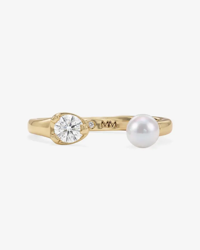 Perfect Pearl Open Ring - Gold made by Melinda Maria