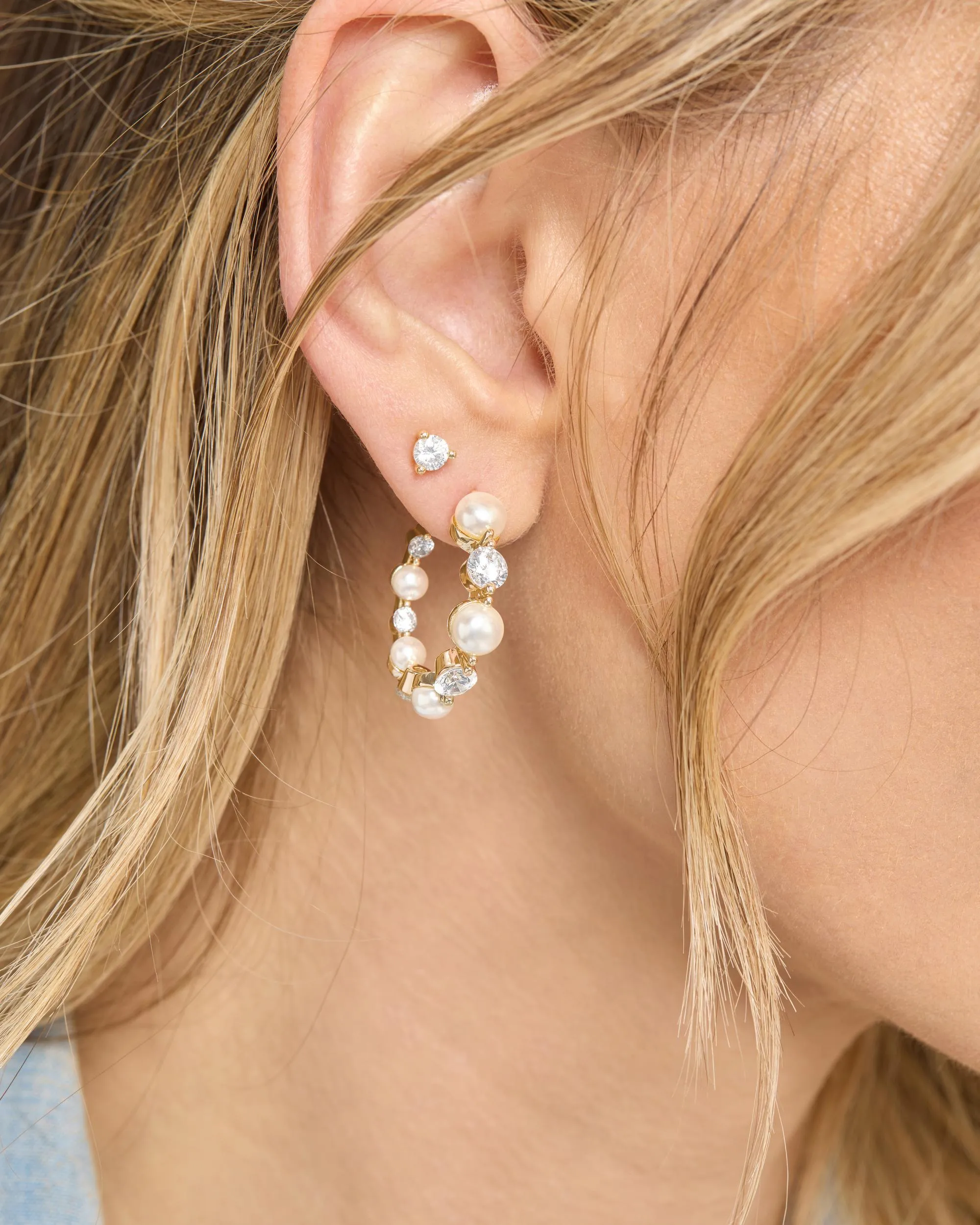 She's an Icon Pearl Hoops 1" - Gold sold by Melinda Maria product image thumbnail 2
