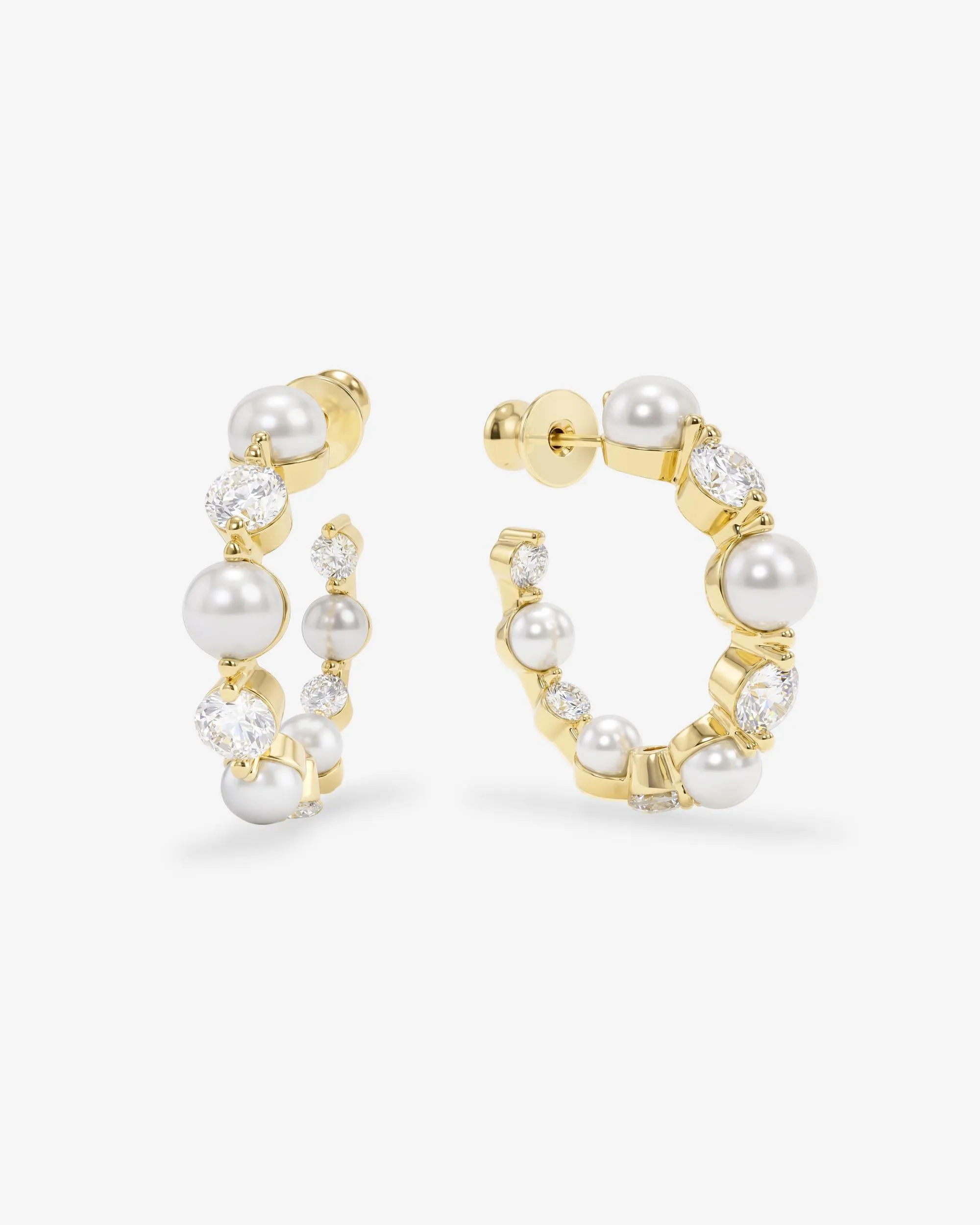 She's an Icon Pearl Hoops 1" - Gold sold by Melinda Maria