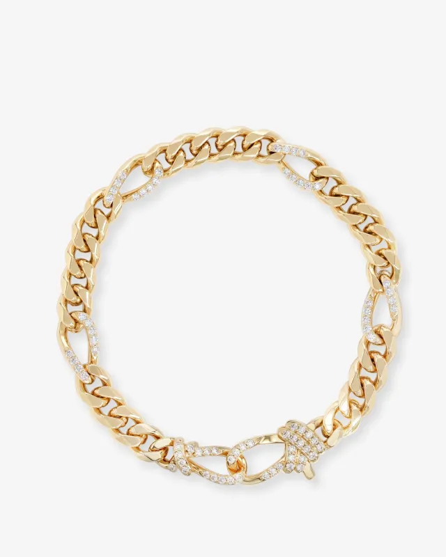 Knot Figaro Chain Bracelet - Gold|White Diamondettes made by Melinda Maria