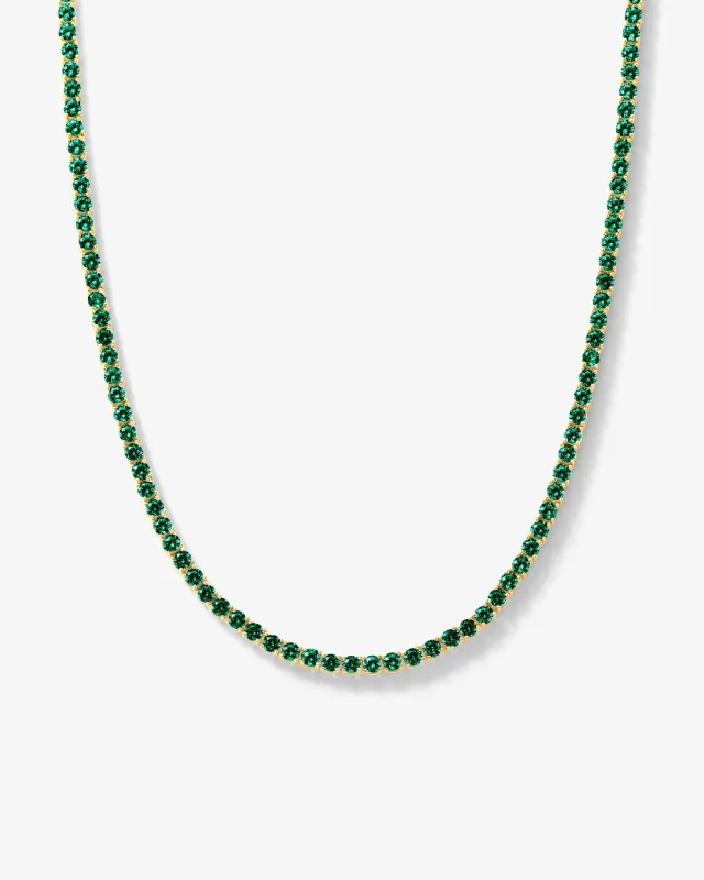 Grand Heiress Tennis Necklace - Gold|Emerald made by Melinda Maria