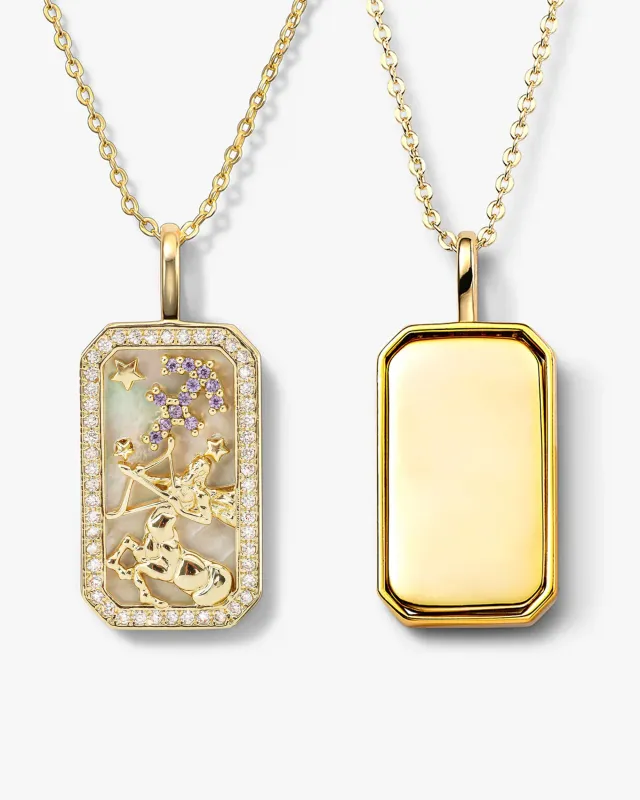 Zodiac Engravable Amulet Necklace - Gold made by Melinda Maria