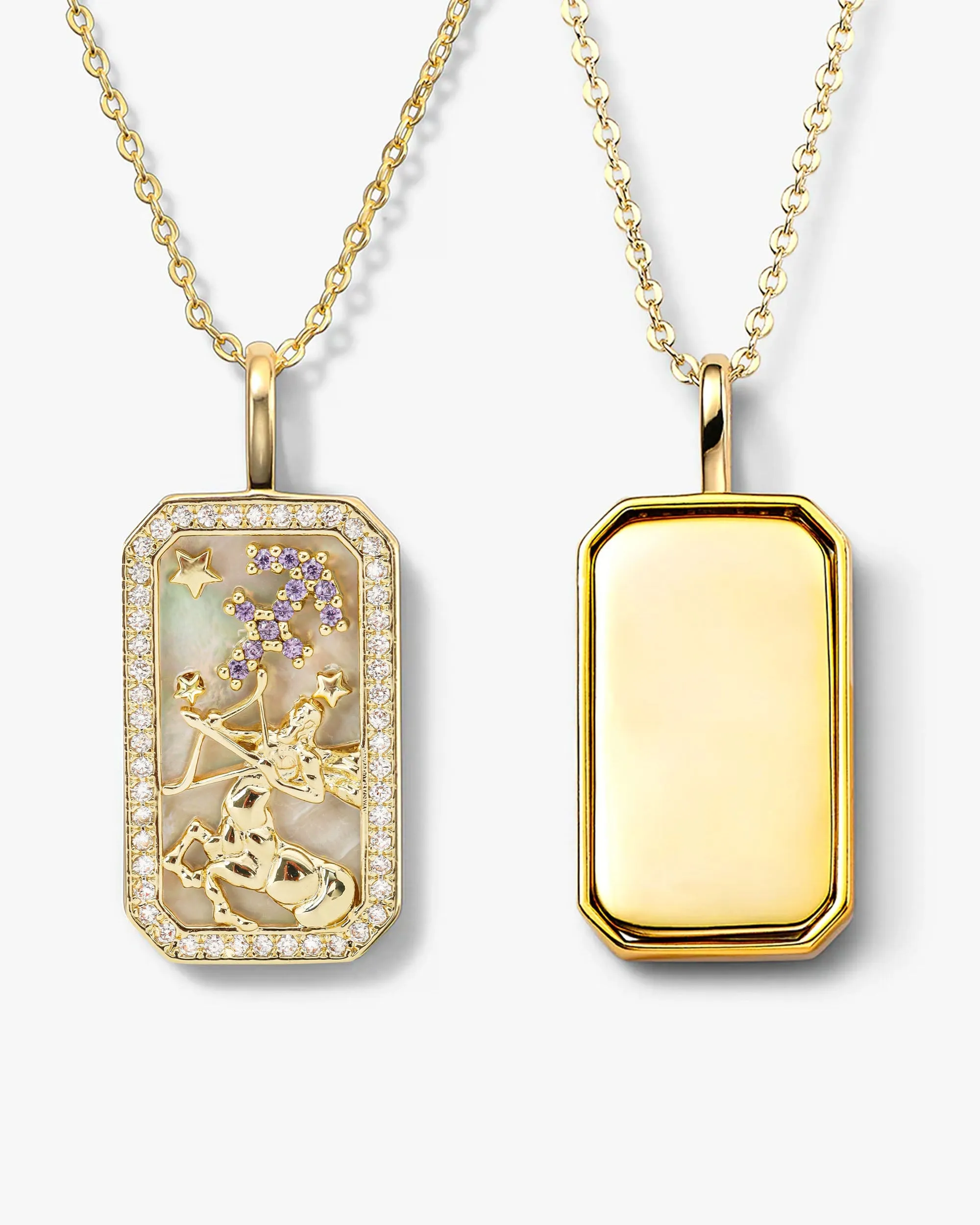 Zodiac Engravable Amulet Necklace - Gold sold by Melinda Maria