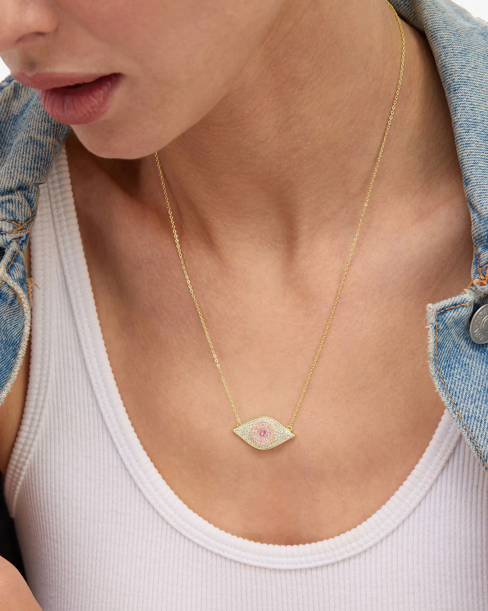 Rose Evil Eye Necklace - Gold|Pink Sapphire sold by Melinda Maria product image thumbnail 2