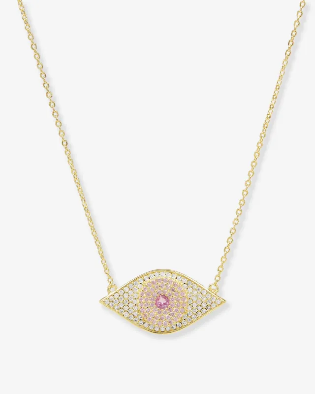 Rose Evil Eye Necklace - Gold|Pink Sapphire made by Melinda Maria