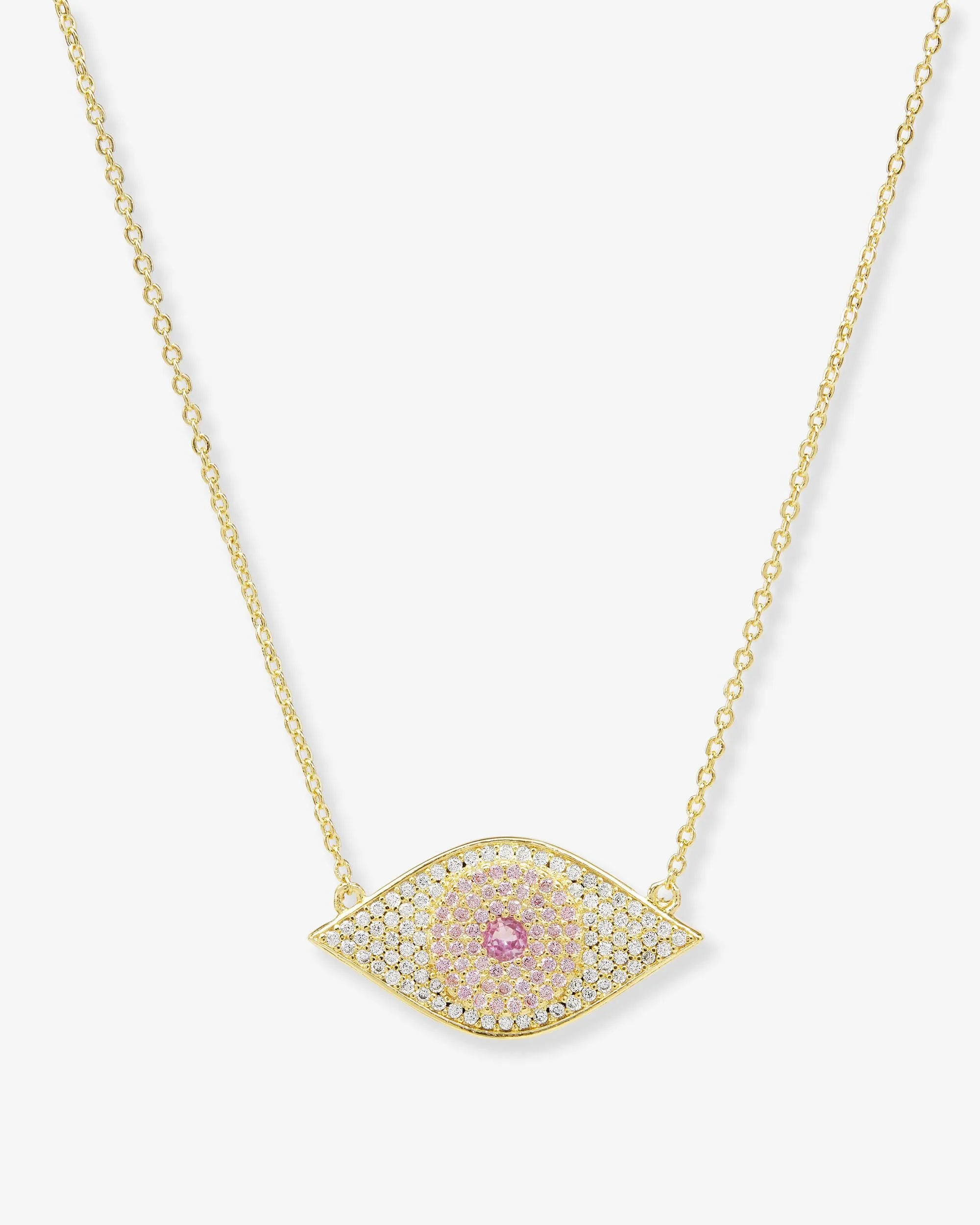 Rose Evil Eye Necklace - Gold|Pink Sapphire sold by Melinda Maria