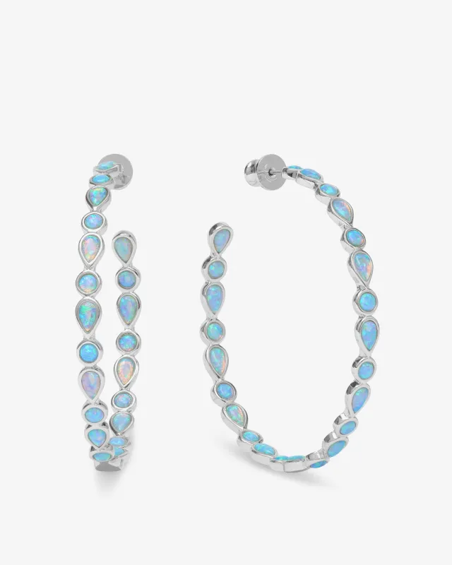 Isla Hoops 2" - Silver|Blue Opal made by Melinda Maria