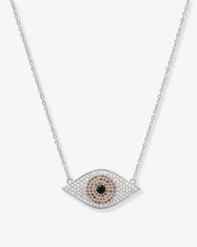 Black Evil Eye Necklace - Silver|Black Diamondettes made by Melinda Maria