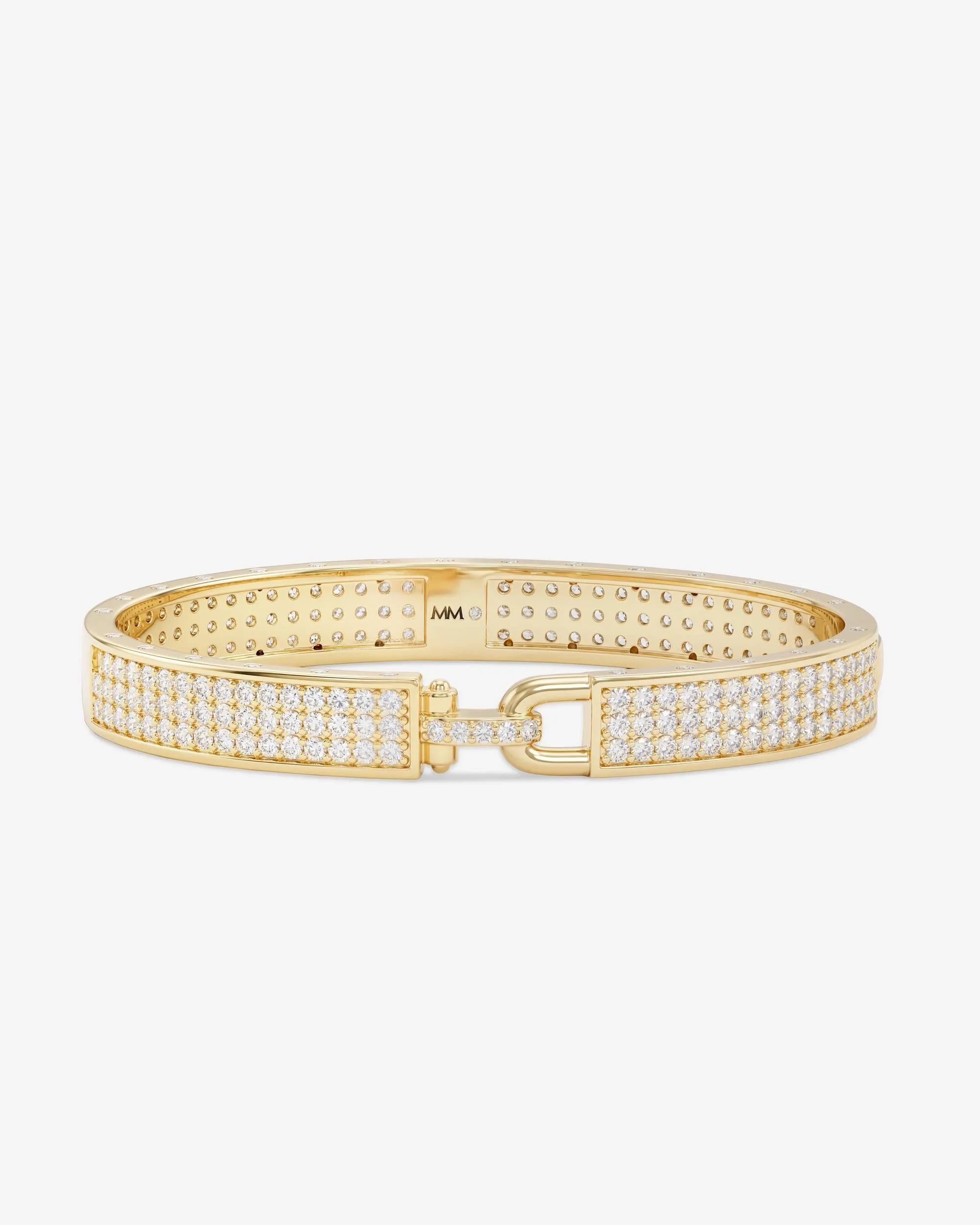 Ashley Malibu Lock Cuff 9mm - Gold|White Diamondettes sold by Melinda Maria