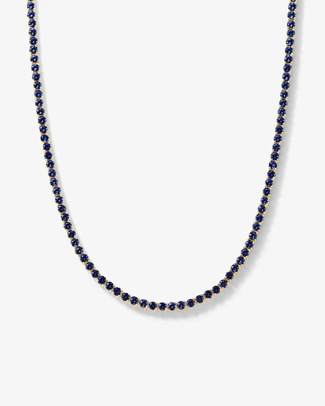 Grand Heiress Tennis Necklace - Gold|Blue Sapphire Diamondettes made by Melinda Maria