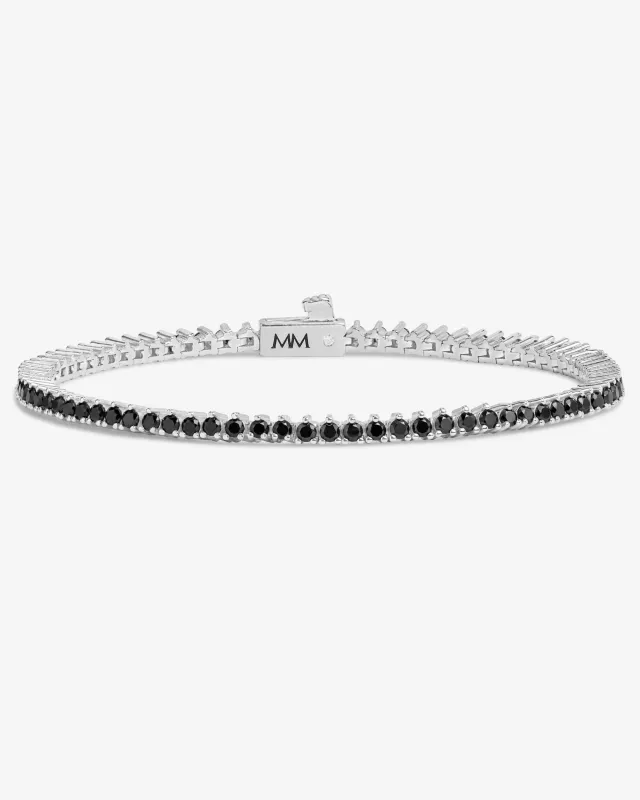 Not Your Basic Tennis Bracelet 2mm - Silver|Black Diamondettes made by Melinda Maria
