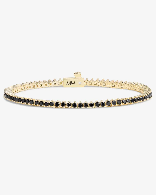 Not Your Basic Tennis Bracelet 2mm - Gold|Black Diamondettes made by Melinda Maria