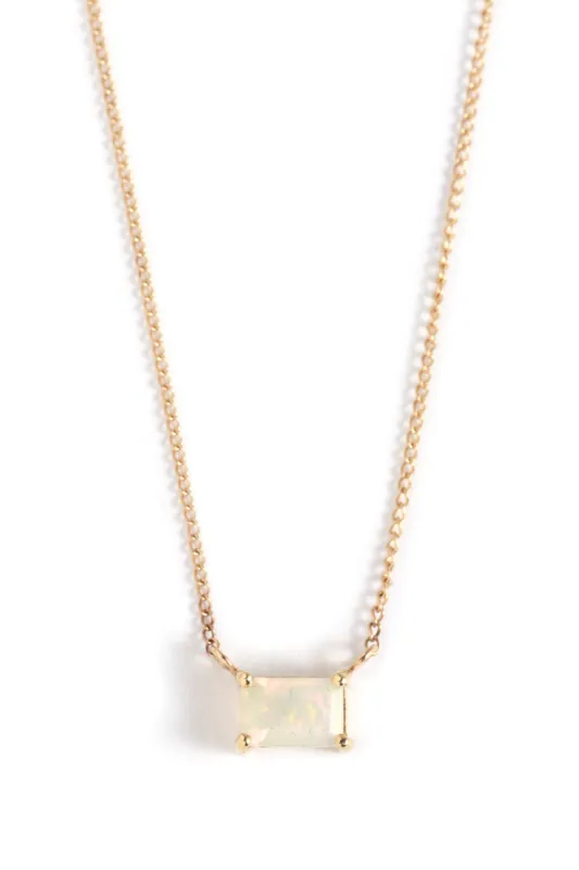 Prong set Ethiopian opal necklace made by Melissa Joy Manning