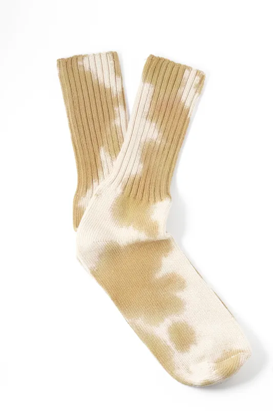 Ecru/Gold Tie Dye Socks by Escuyer sold by Melissa Joy Manning