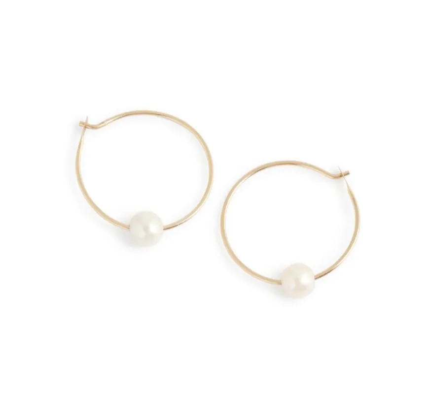 7/8 Inch Single Pearl Hoop Earrings sold by Melissa Joy Manning
