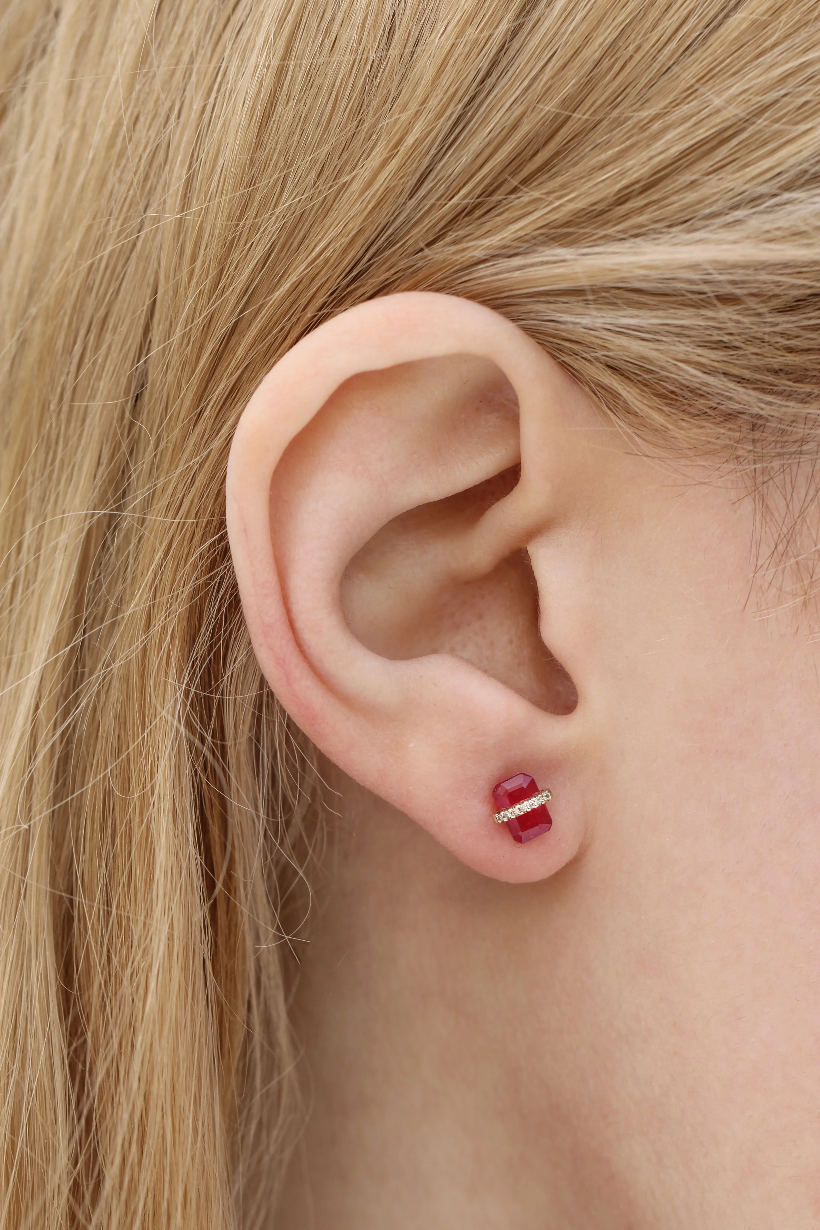 Micropave Bezel Wrapped Ruby Stud (half pair) sold by Melissa Joy Manning product image thumbnail 2