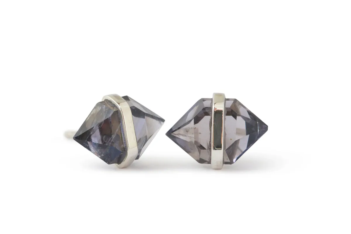 Large Herkimer Cut Iolite Stud Earrings sold by Melissa Joy Manning
