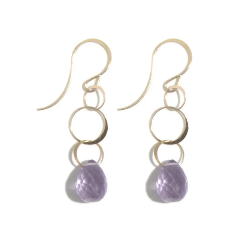 Three Link Rose Amethyst Drop Earrings sold by Melissa Joy Manning