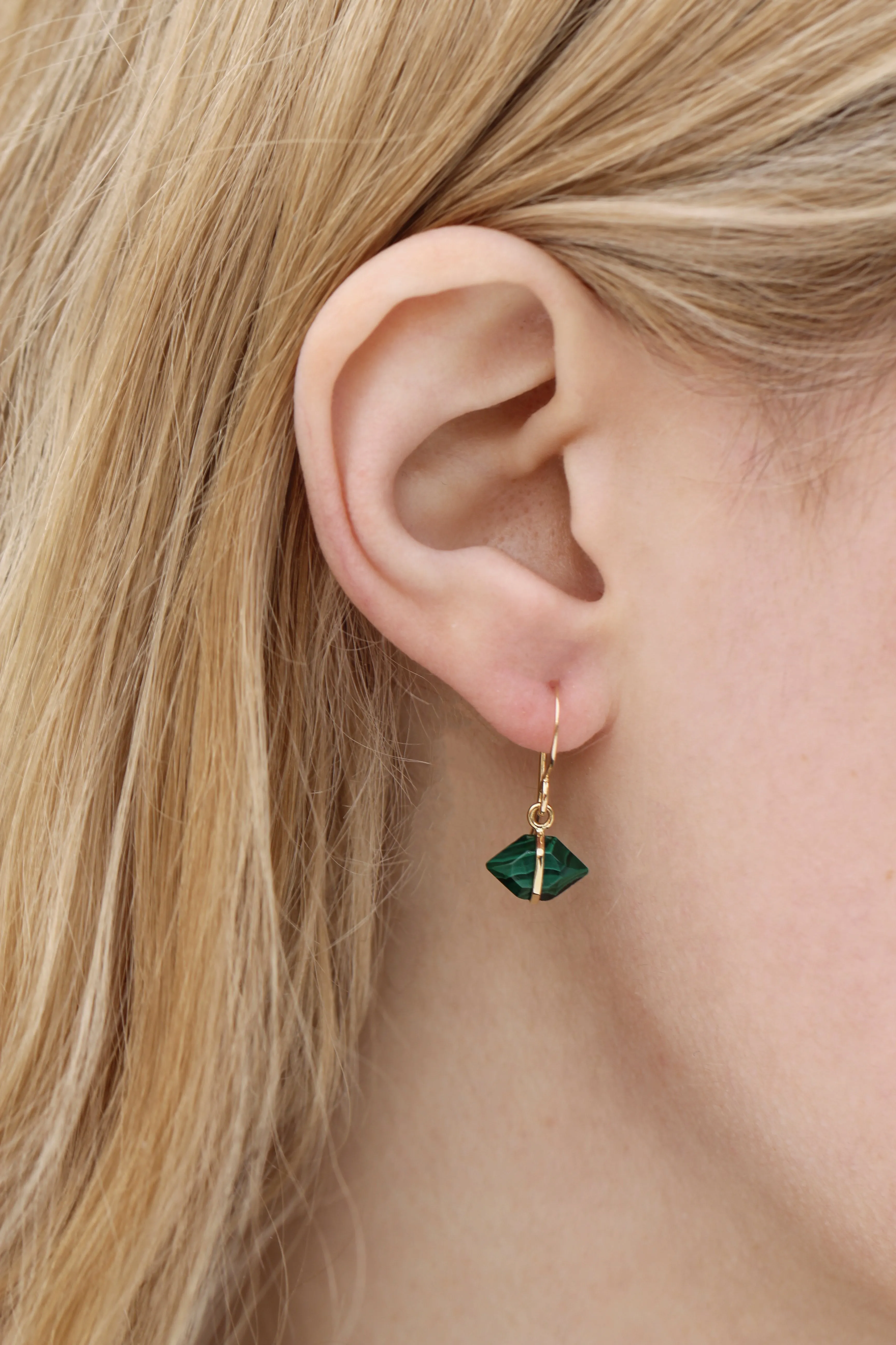 Bezel Wrapped Herkimer cut Malachite Earrings sold by Melissa Joy Manning product image thumbnail 2