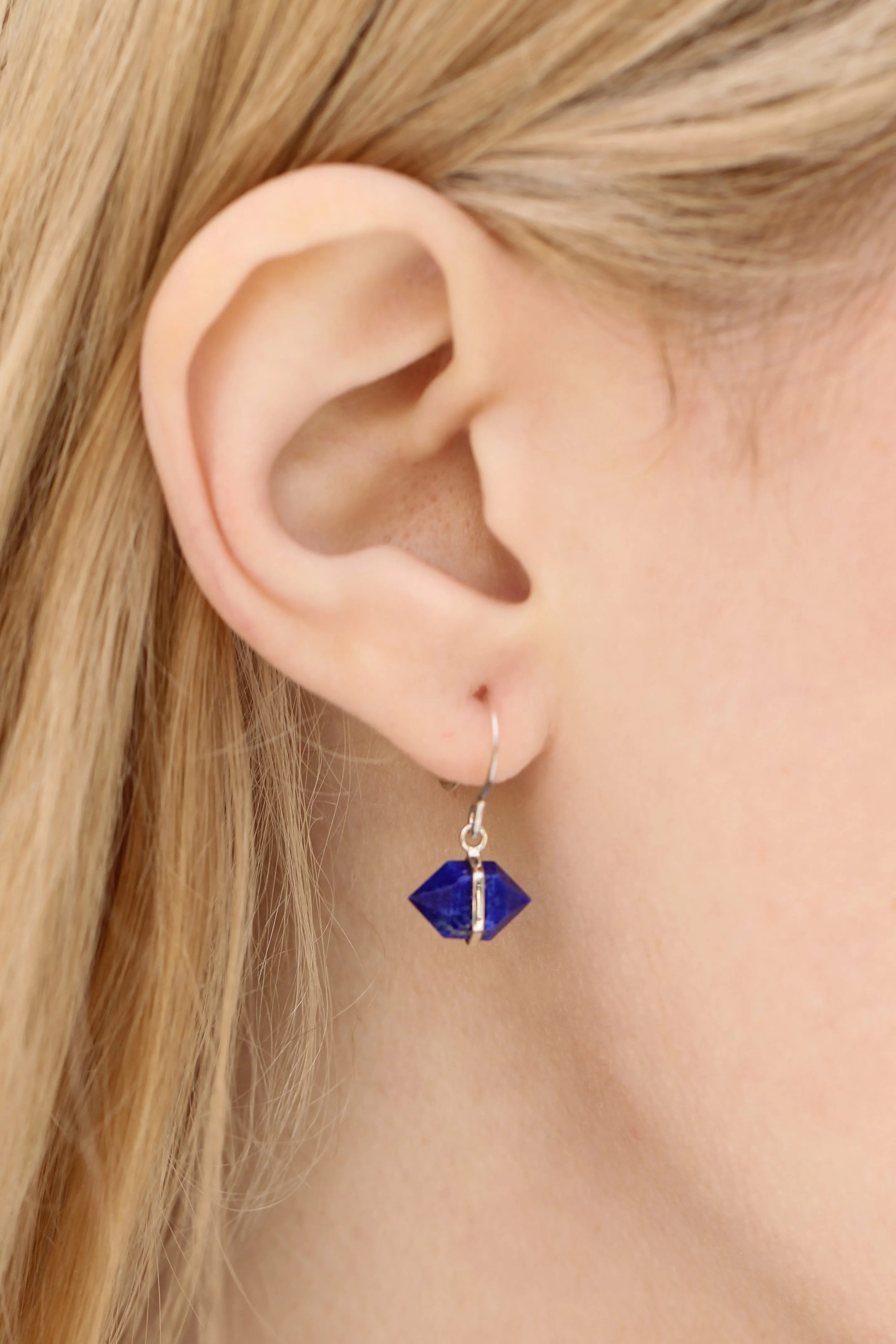 Bezel Wrapped Herkimer cut Lapis Earrings sold by Melissa Joy Manning product image thumbnail 2