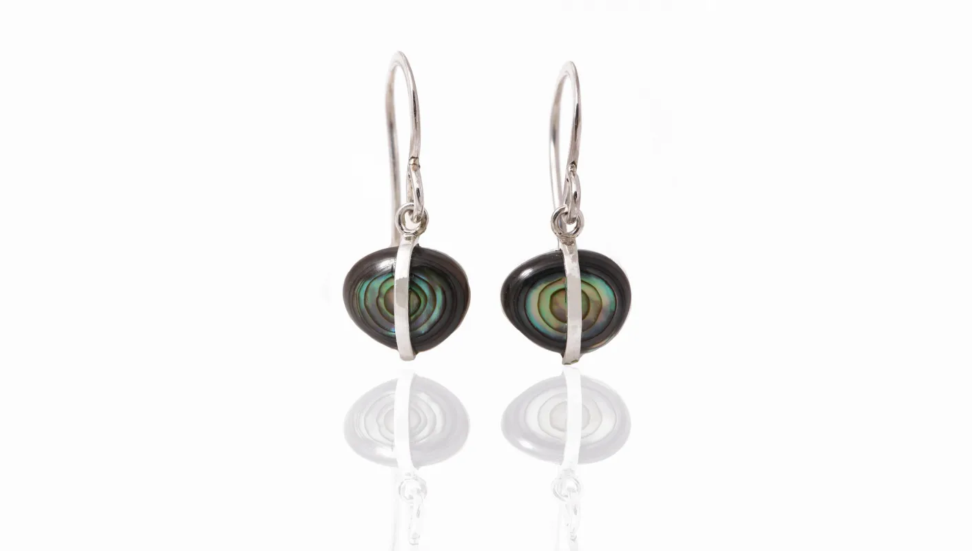 Bezel Wrapped Black Abalone Drop Earrings sold by Melissa Joy Manning