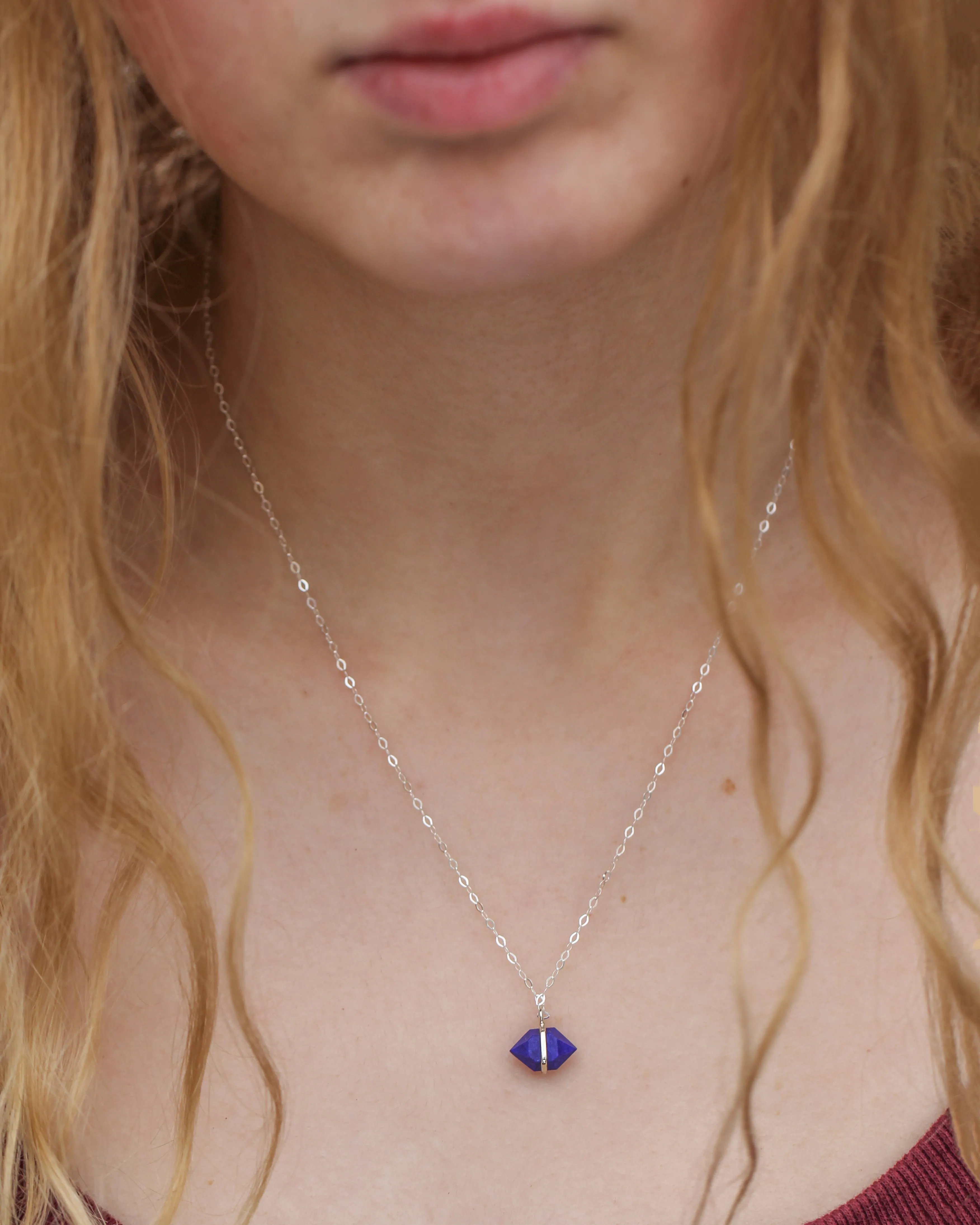 Large Bezel Wrapped Herkimer Cut Lapis Necklace sold by Melissa Joy Manning product image thumbnail 3