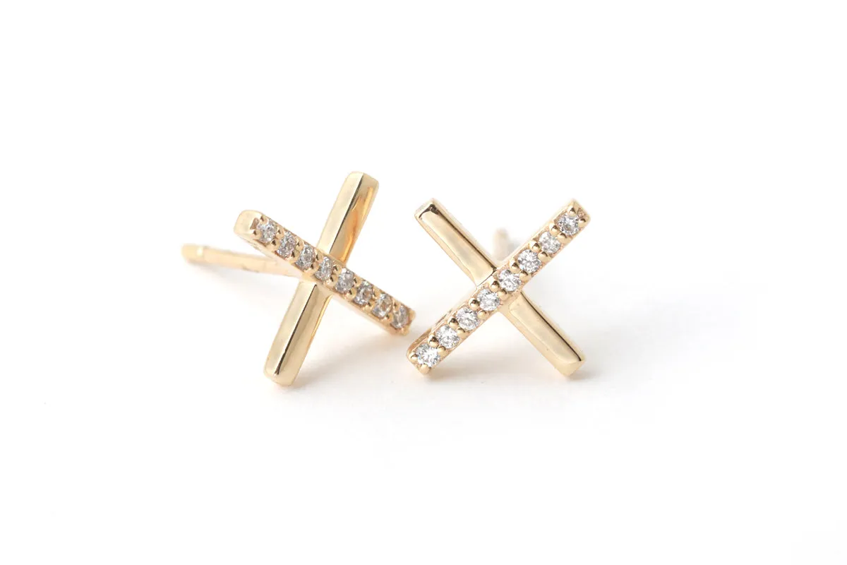 Pave White Diamond X Stud Earrings sold by Melissa Joy Manning