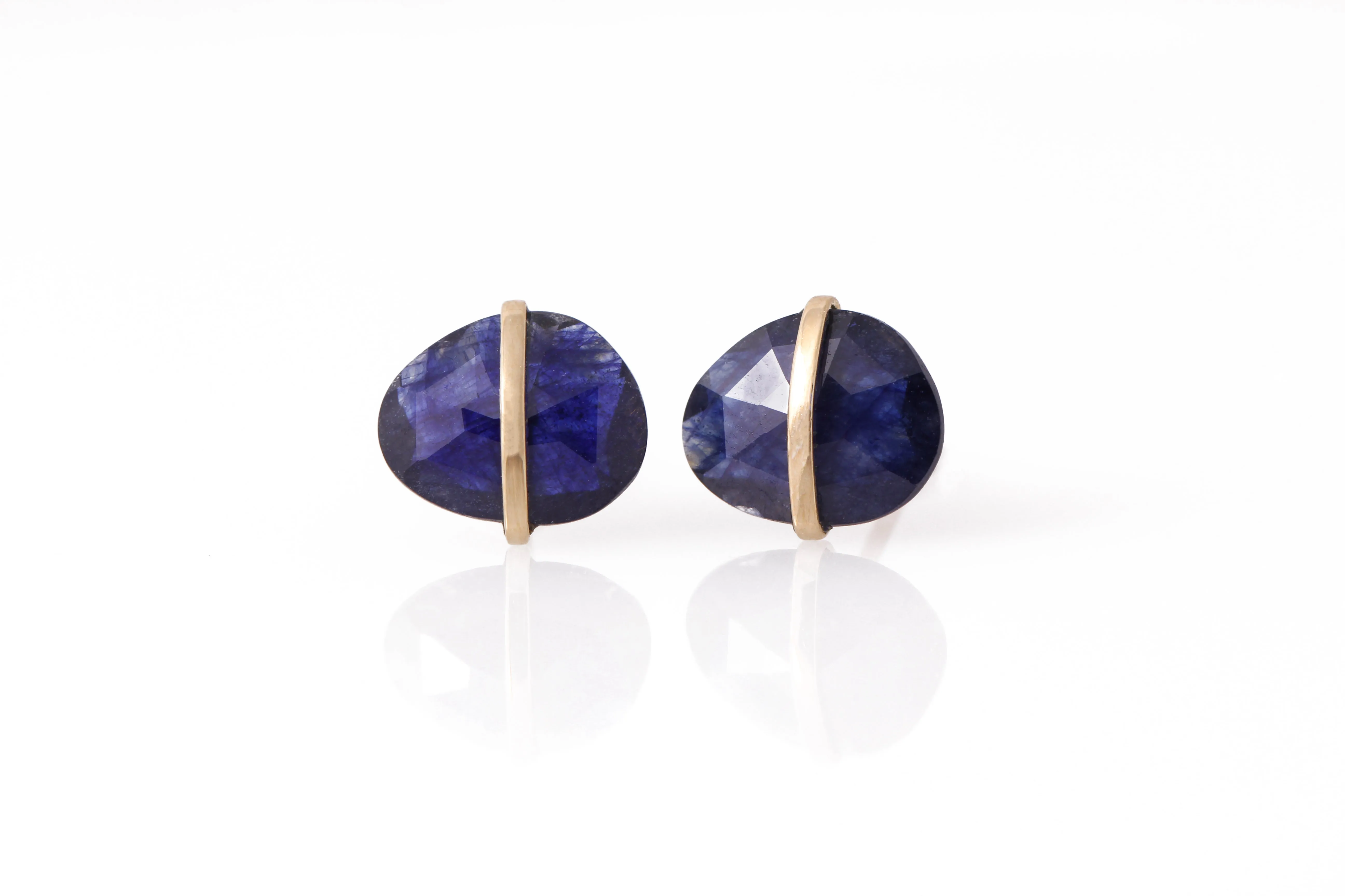 Large Bezel Wrapped Freeform Lapis Stud Earrings sold by Melissa Joy Manning