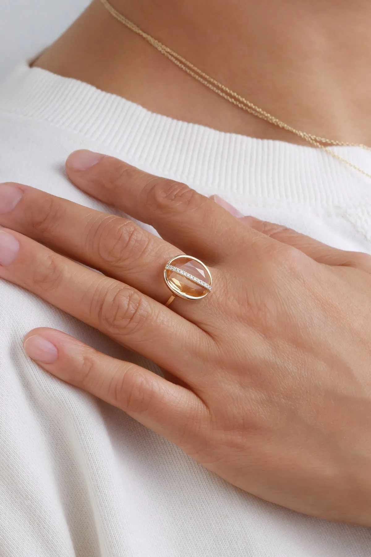 Diamond Wrapped Citrine Cocktail Ring sold by Melissa Joy Manning product image thumbnail 2