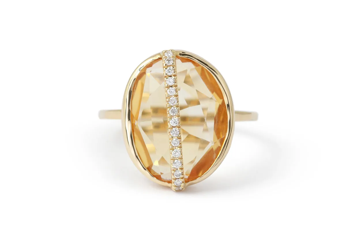 Diamond Wrapped Citrine Cocktail Ring sold by Melissa Joy Manning