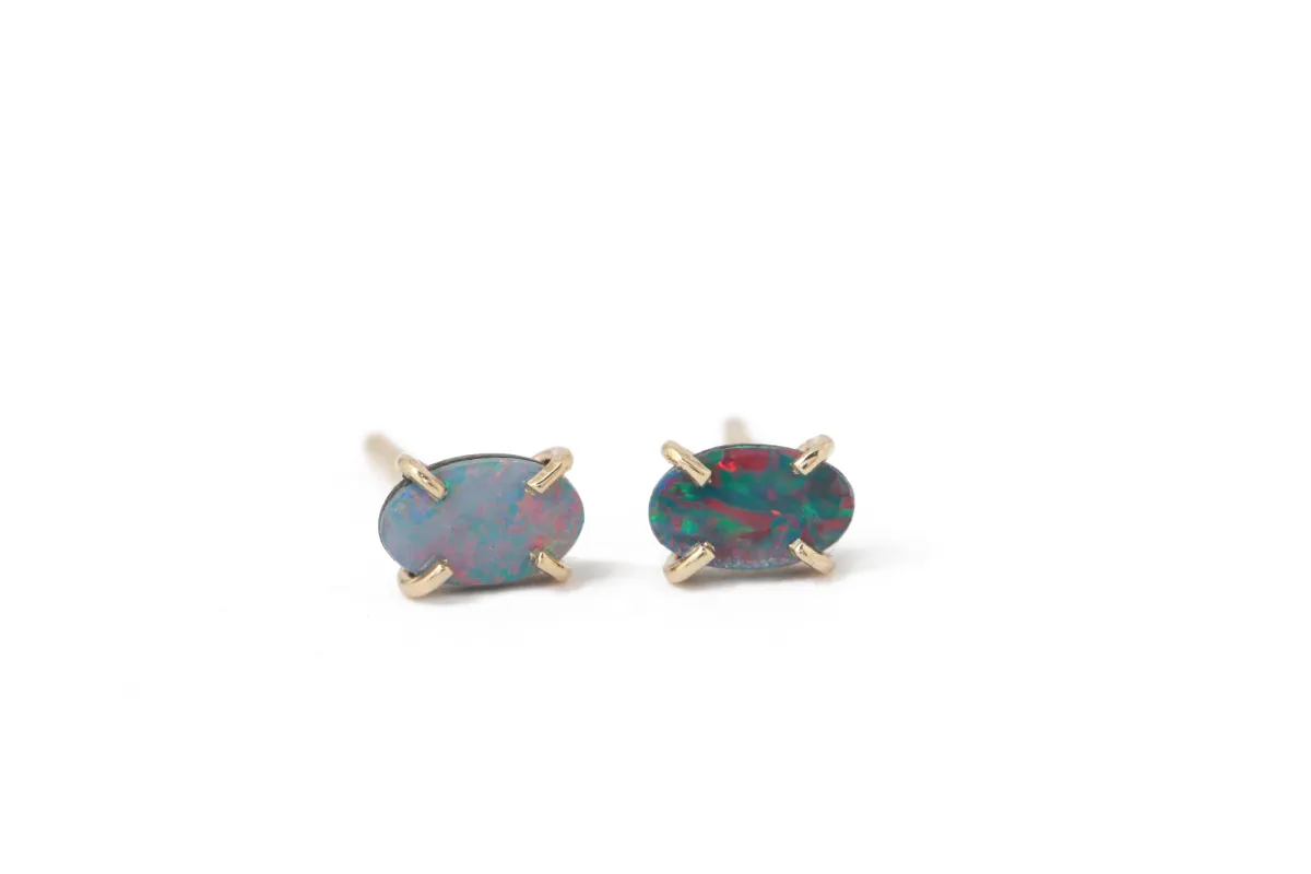 Prong-Set Australian Opal Stud Earrings sold by Melissa Joy Manning