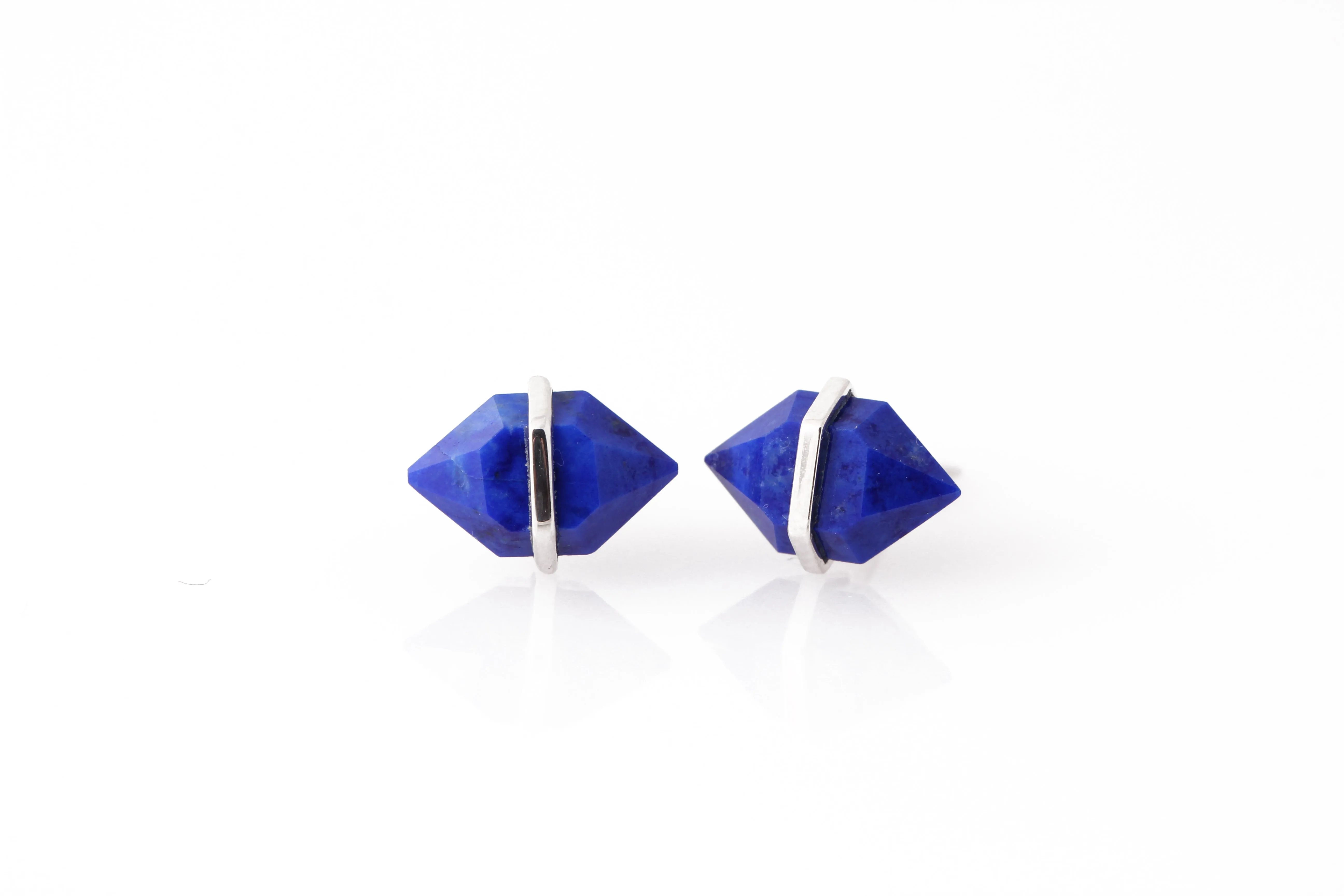 Large Herkimer Cut Lapis Stud Earrings sold by Melissa Joy Manning