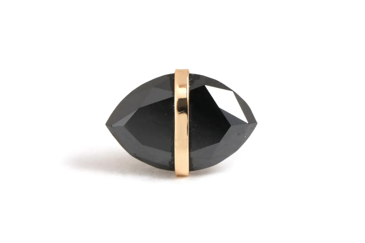 Bezel Wrapped Black Marquis Diamond Stud - half pair sold by Melissa Joy Manning