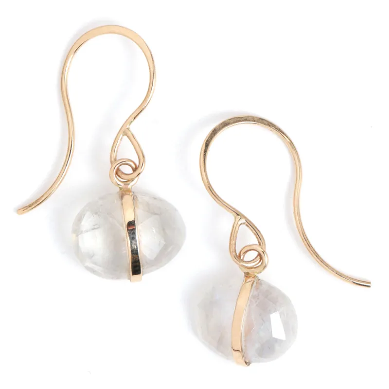 Bezel Wrapped Rainbow Moonstone Drop Earrings sold by Melissa Joy Manning