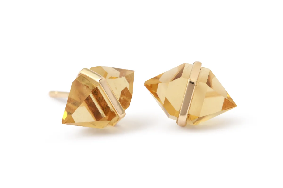 Large Herkimer Cut Citrine Stud Earrings sold by Melissa Joy Manning