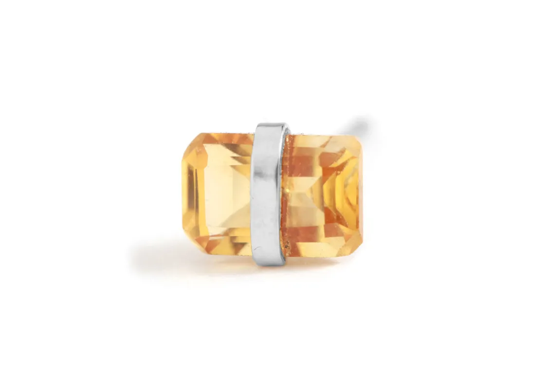 Sterling silver bezel wrapped emerald cut fancy citrine stud- 1/2 pair sold by Melissa Joy Manning