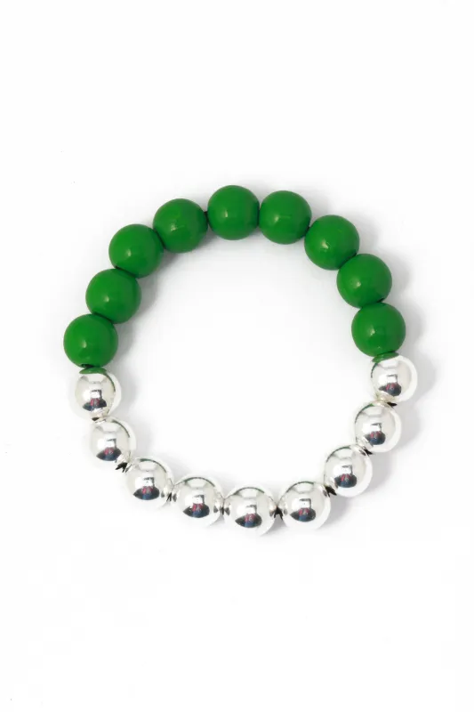 Perlen Silver/Wood Bracelet in Green by Ina Seifart made by Ina.seifart